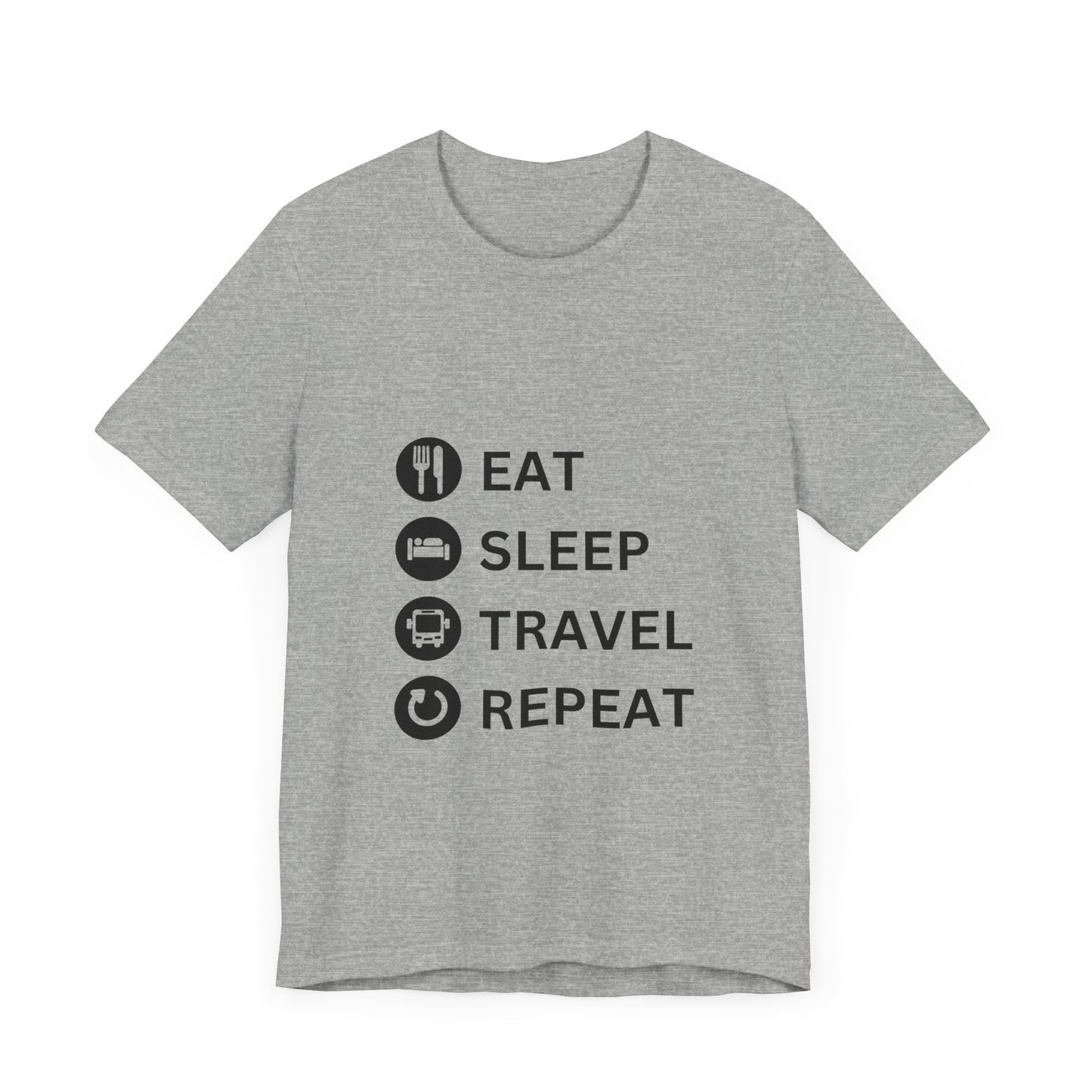 "Eat, Sleep, Travel, Repeat" Unisex Jersey Short Sleeve Tee