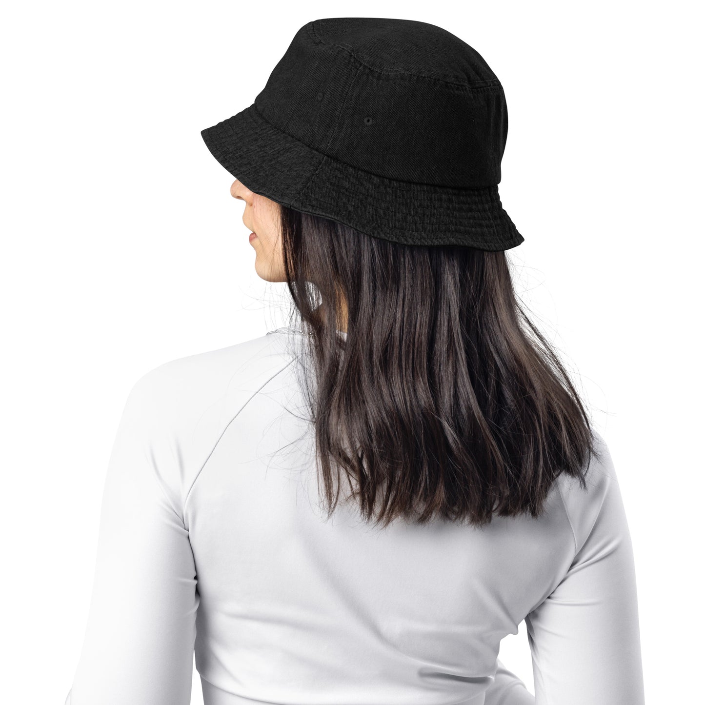 "Emblem" Embroidered Denim Bucket Hat